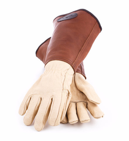Leather gardening gloves
