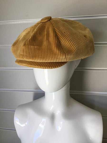 Tan Cord Baker-boy Cap