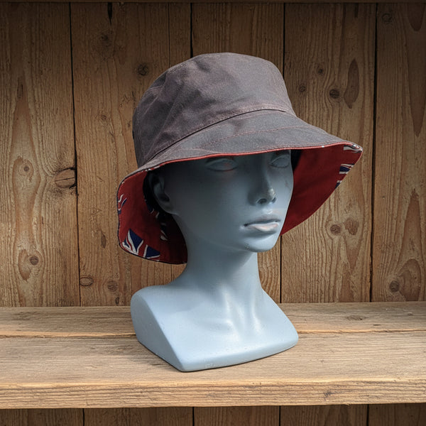Waxed Cotton Bucket Style British Flag Hat