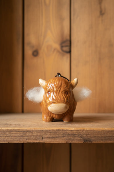 Highland Cow Bird Wool Hanger