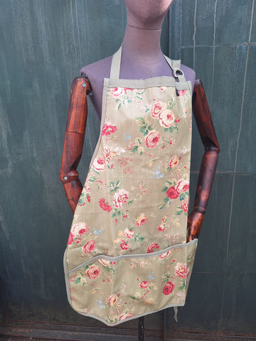 PU Coated Floral Linen Apron