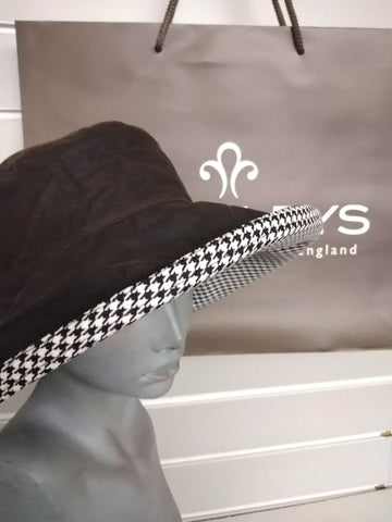 Heritage Waxed Houndstooth Hat, wide brim