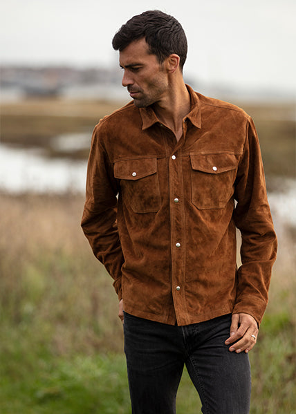 real suede over sized shirt ブラウン real suede over sized shirt ブラウン