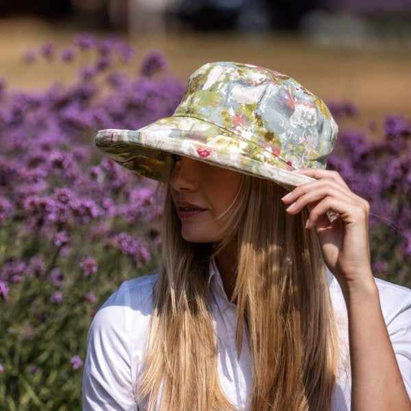 Bradleys linen sun hat in abstract painterly print