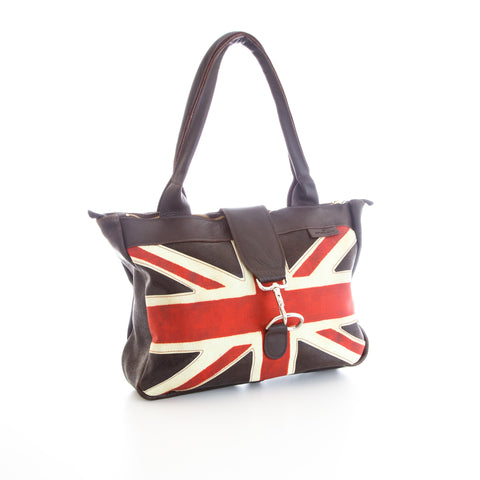 Handmade leather tote bag British