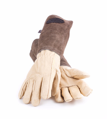 Leather gardening gloves