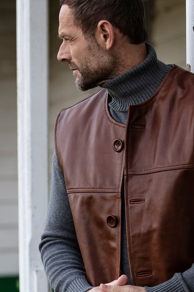 Bradleys Leather Jerkin Gilet Waistcoat