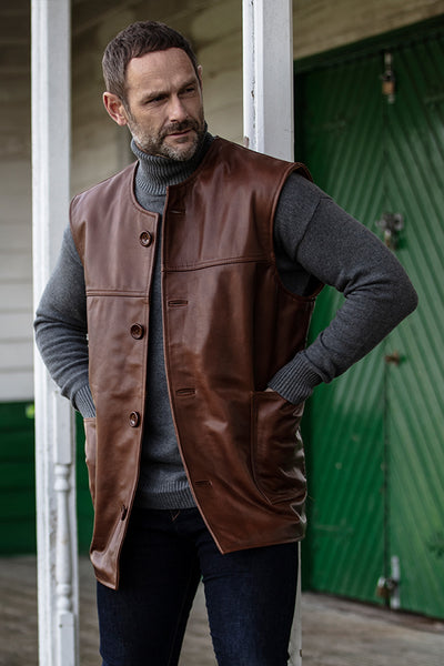 Bradleys Leather Jerkin Gilet Waistcoat