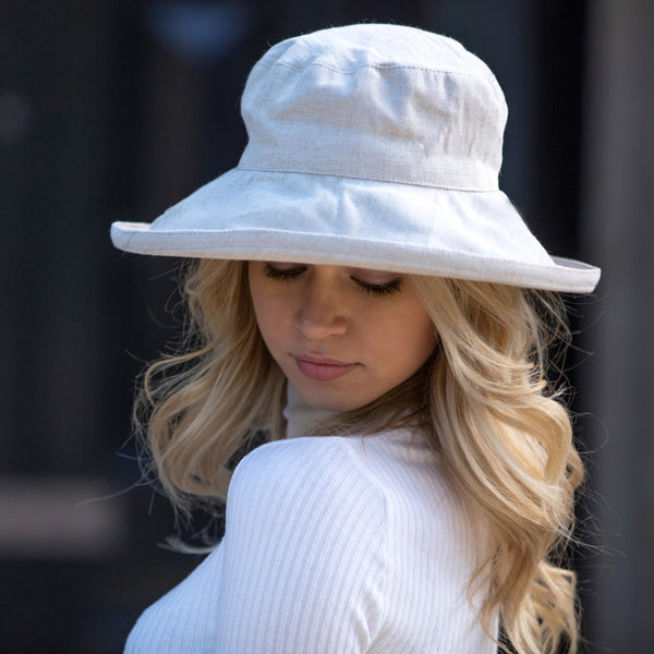 Natural Cream Linen Sun Hat